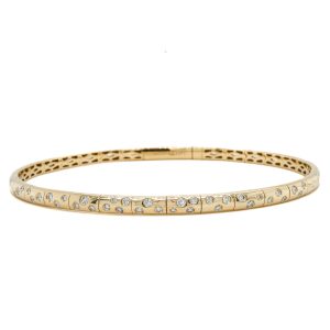 14k Yellow Gold Diamond Sprinkle Flex Bangle Bracelet