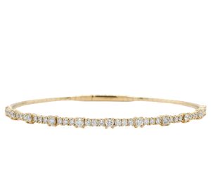 14k Yellow Gold Diamond Alternating Size Flex Bangle Bracelet
