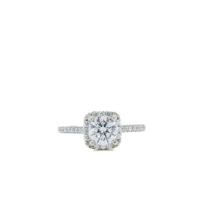 14k White Gold Lab Grown Diamond Square Halo Engagement Ring