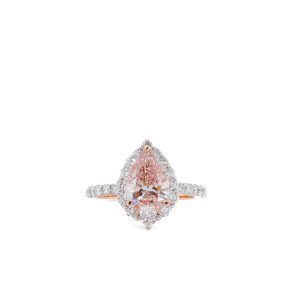 14k Rose Gold Lab Grown Pink Diamond Halo Engagement Ring