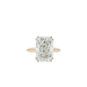 14k Yellow Gold Lab Grown Diamond Elongated Cushion Solitaire Engagement Ring