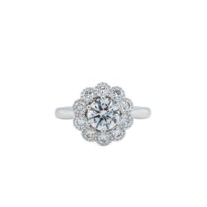 18k White Gold Lab Grown Diamond Halo Engagement Ring