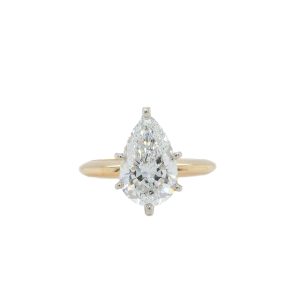 14k Two Tone Gold Lab Grown Diamond Pear Solitaire Engagement Ring