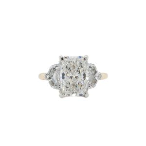 14k Yellow Gold and Platinum Lab Grown Diamond Three Stone Engagement Ring