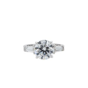 14k White Gold Lab Grown Diamond Three Stone Engagement Ring 3.70ctw