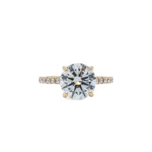 14k Yellow Gold Lab Grown Diamond Hidden Halo Engagement Ring 3.03ctw