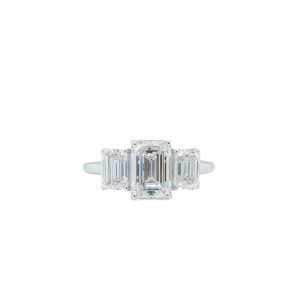 14k White Gold Lab Grown Diamond Three Stone Engagement Ring