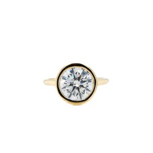 14k Yellow Gold Lab Grown Diamond Bezel Solitaire Engagement Ring 3.00ct
