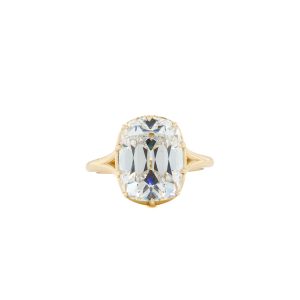 14k Yellow Gold Lab Grown Antique Cushion Diamond Solitaire Engagement Ring