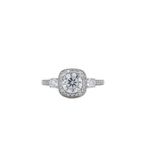 14k White Gold Lab Grown Diamond Halo Engagement Ring