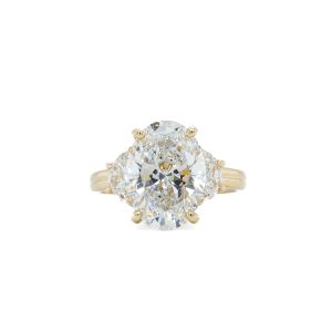 14k Yellow Gold Lab Grown Diamond Three Stone Engagement Ring