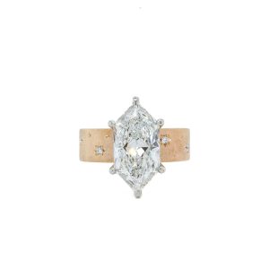 14k Yellow Gold Lab Grown Diamond Hexagon Star Engagement Ring