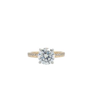 14k Yellow Gold Lab Grown Diamond Engraved Engagement Ring