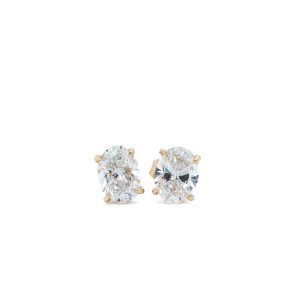 14k Yellow Gold Lab Grown Diamond Oval Stud Earrings 2.00ctw