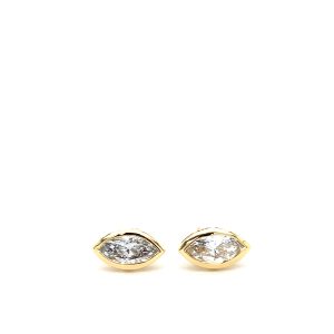 14k Yellow Gold Lab Grown Diamond Marquise Bezel Stud Earrings