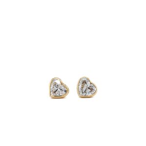 14k Yellow Gold Lab Grown Diamond Heart Bezel Stud Earrings 1.04ctw