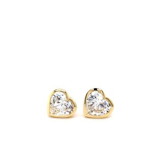 14k Yellow Gold Lab Grown Diamond Heart Stud Earrings 2.07ctw