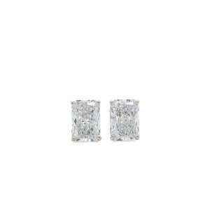 14k White Gold Lab Grown Diamond Radiant Stud Earrings 2.85ctw