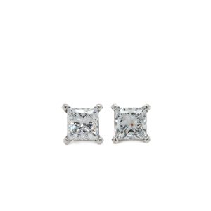 14k White Gold Lab Grown Diamond Princess Cut Stud Earrings 2.04ctw