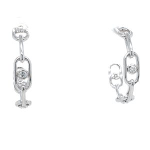 Sterling Silver Lab Grown Diamond Paperclip Hoop Earrings .50ctw
