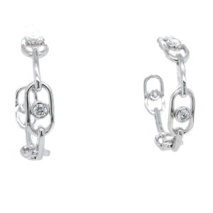 Sterling Silver Lab Grown Diamond Paperclip Hoop Earrings 1.00ctw