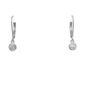 Sterling Silver Lab Grown Diamond Bezel Dangle Earrings .50ctw