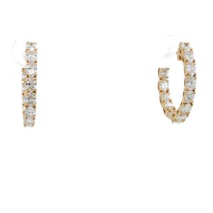 14k Yellow Gold Lab Grown Oval Diamond Inside-Out Huggie Earrings