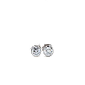 Sterling Silver Lab Grown Diamond Bezel Stud Earrings .75ctw