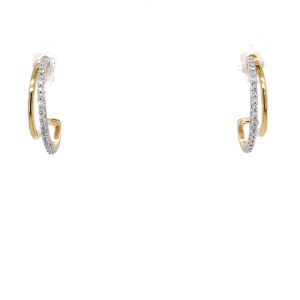 10k Two Tone Gold Lab Grown Diamond Double J-Hoop Earrings