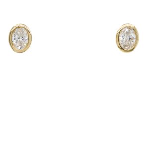 14k Yellow Gold Lab Grown Diamond Oval Bezel Stud Earrings