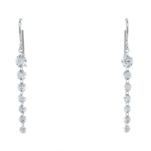 14k White Gold Lab Grown Diamond Pierced Dangle Earrings