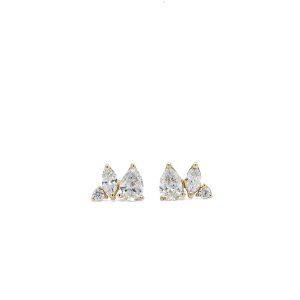 10k Yellow Gold Lab Grown Diamond Multi-Shape Stud Earrings