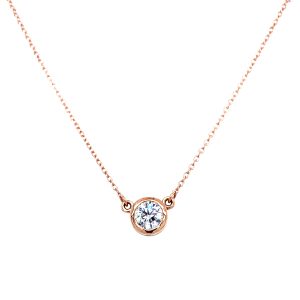 14k Rose Gold Lab Grown Diamond Solitaire Pendant .50ct