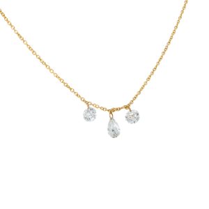 14k Yellow Gold Lab Grown Diamond Pear Dangle Necklace