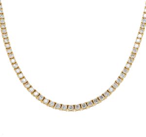 14k Yellow Gold Lab Grown Diamond Tennis Necklace 7.10ctw