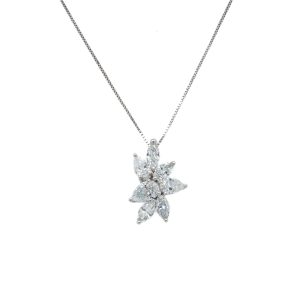10k White Gold Lab Grown Diamond Cluster Pendant