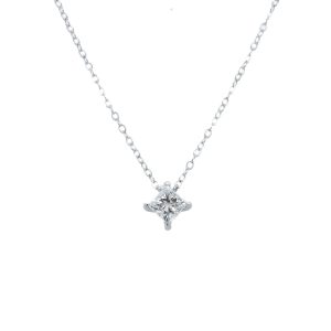 14k White Gold Lab Grown Diamond Princess Cut Solitaire Pendant
