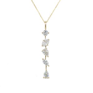 14k Yellow Gold Lab Grown Diamond Multi-Shape Drop Pendant