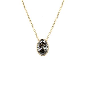 14k Yellow Gold Lab Grown Black Diamond Bezel Pendant