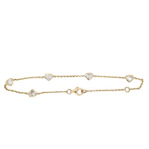 14k Yellow Gold Lab Grown Diamond Heart Station Bracelet