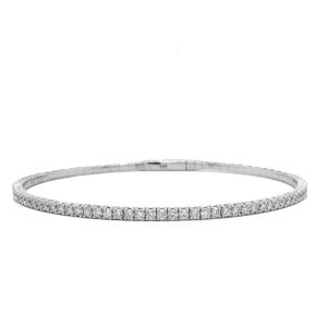 14k White Gold Lab Grown Diamond Flex Bangle Bracelet 1.05ctw
