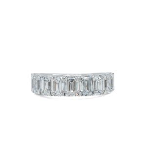 14k White Gold Lab Grown Diamond Emerald Cut Band