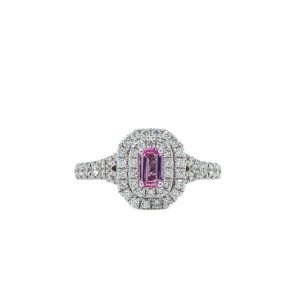 14k White Gold Pink Sapphire and Diamond Ring