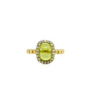 14k Yellow Gold Peridot and Diamond Ring