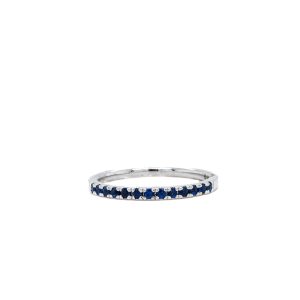 14k White Gold Lab Grown Sapphire Birthstone Band