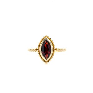 14k Yellow Gold Garnet Marquise Ring