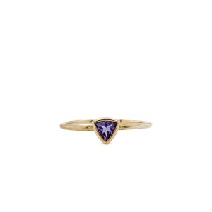 10k Yellow Gold Amethyst Trillion Bezel Ring
