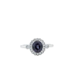 14k White Gold Color Change Garnet and Diamond Ring