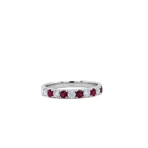 14k White Gold Ruby and Diamond Band