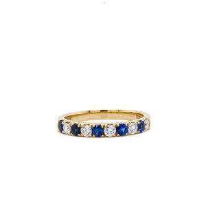 14k Yellow Gold Sapphire and Diamond Band